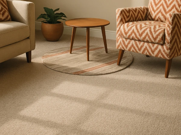 Modern eco-friendly carpet flooring in a living room