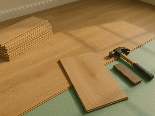 Professional installing laminate flooring