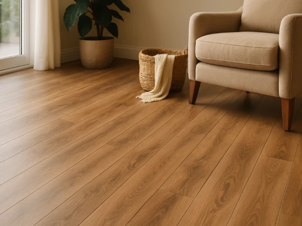 Luxury vinyl plank flooring installation in progress